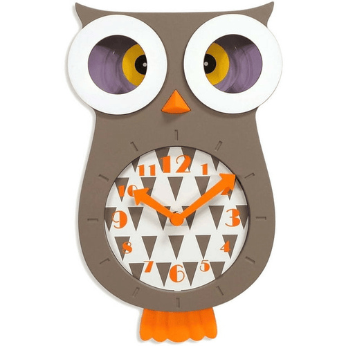 Sterling & Noble Indoor Owl Shaped Pendulum Analog Wall Clock EasyOptionXY LLC