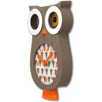 Sterling & Noble Indoor Owl Shaped Pendulum Analog Wall Clock EasyOptionXY LLC