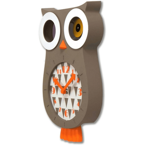 Sterling & Noble Indoor Owl Shaped Pendulum Analog Wall Clock EasyOptionXY LLC