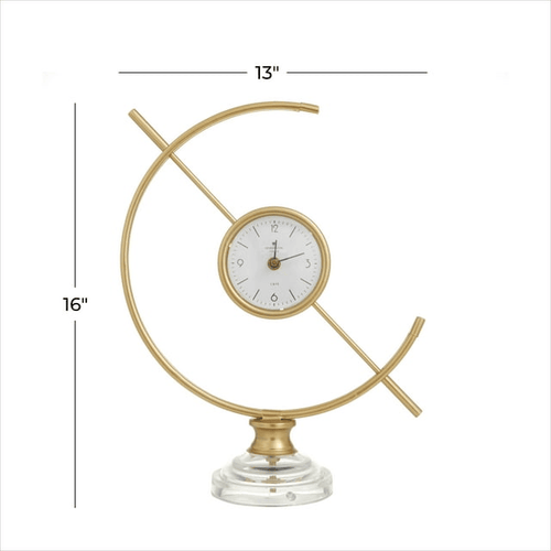 The Novogratz 16" Gold Metal Clock with Acrylic Base EasyOptionXY LLC