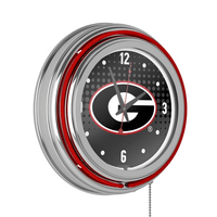 University of Georgia Chrome Double Rung Neon Clock - Reflection EasyOptionXY LLC
