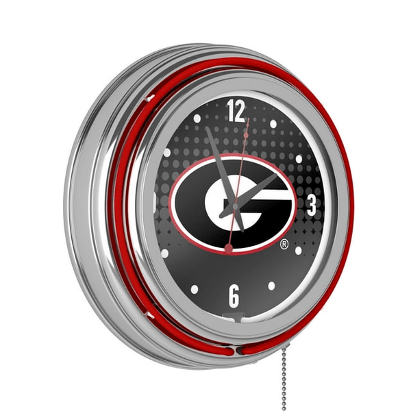 University of Georgia Chrome Double Rung Neon Clock - Reflection EasyOptionXY LLC