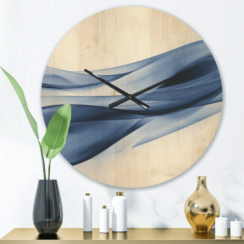 Designart 'Glittering Fractal Light Blue' Modern Wood Wall Clock(Size 23" x 23") EasyOptionXY LLC
