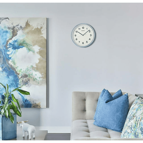 Seiko 11" Oita Wall Clock, Pearl Blue Traditional Round Quartz Analog QHA008LLH EasyOptionXY LLC
