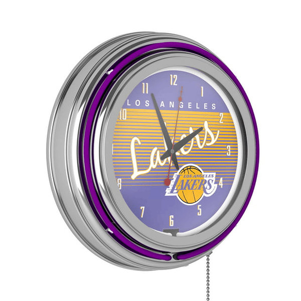 Los Angeles Lakers Hardwood Classics NBA Chrome Neon Clock EasyOptionXY LLC