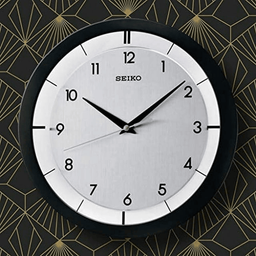 Seiko 11" St. James Brushed Metal Wall Clock, Modern, Analog, Quartz QXA520KLH EasyOptionXY LLC