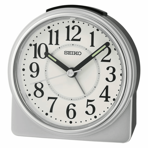 Seiko 4 inch Marui Beep Alarm Silver Analog Traditional Quartz Desk Clock QHE198SLH EasyOptionXY LLC