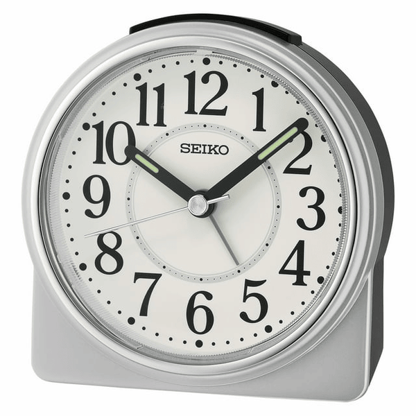 Seiko 4 inch Marui Beep Alarm Silver Analog Traditional Quartz Desk Clock QHE198SLH EasyOptionXY LLC