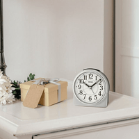 Seiko 4 inch Marui Beep Alarm Silver Analog Traditional Quartz Desk Clock QHE198SLH EasyOptionXY LLC