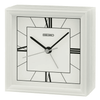 Seiko 4" "Seihokei" Beep Alarm Clock White Wooden Square Traditional Analog Quartz Desktop QXE064WLH EasyOptionXY LLC