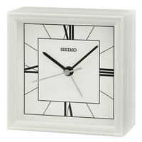 Seiko 4" "Seihokei" Beep Alarm Clock White Wooden Square Traditional Analog Quartz Desktop QXE064WLH EasyOptionXY LLC