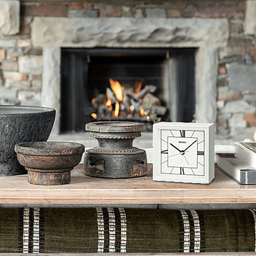 Seiko 4" "Seihokei" Beep Alarm Clock White Wooden Square Traditional Analog Quartz Desktop QXE064WLH EasyOptionXY LLC