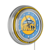 Denver Nuggets NBA Chrome Double Ring Neon Clock EasyOptionXY LLC