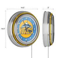 Denver Nuggets NBA Chrome Double Ring Neon Clock EasyOptionXY LLC