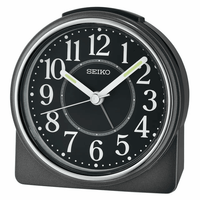 Seiko 4 inch Marui Beep Alarm Metallic Black Traditional Analog Quartz Tabletop Clock QHE198KLH EasyOptionXY LLC