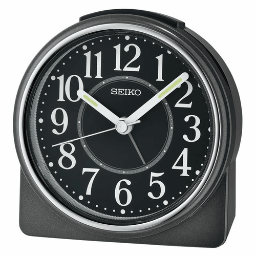 Seiko 4 inch Marui Beep Alarm Metallic Black Traditional Analog Quartz Tabletop Clock QHE198KLH EasyOptionXY LLC