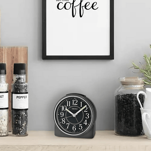 Seiko 4 inch Marui Beep Alarm Metallic Black Traditional Analog Quartz Tabletop Clock QHE198KLH EasyOptionXY LLC