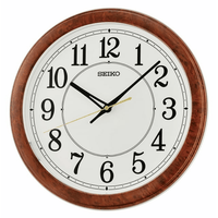Seiko 13 inch Luminous Round Wall Clock, Brown & White, QXA788BLH, Quartz Analog EasyOptionXY LLC