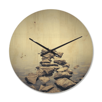 Designart 'Ukraine Minimalist Misty Lake landscape ' Modern Wood Wall Clock(Size 16" x 16") EasyOptionXY LLC