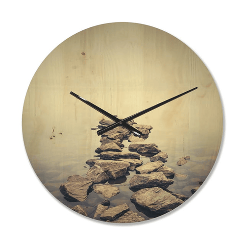Designart 'Ukraine Minimalist Misty Lake landscape ' Modern Wood Wall Clock(Size 16" x 16") EasyOptionXY LLC
