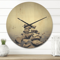 Designart 'Ukraine Minimalist Misty Lake landscape ' Modern Wood Wall Clock(Size 16" x 16") EasyOptionXY LLC
