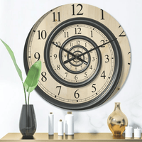 Designart 'Analog Wall Time Spiral ' Modern Wood Wall Clock(Size 16" x 16") EasyOptionXY LLC