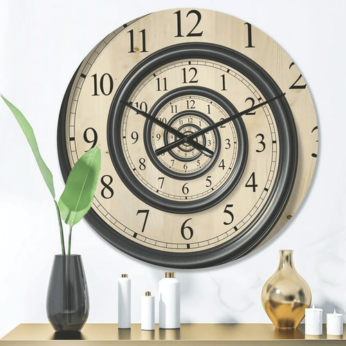 Designart 'Analog Wall Time Spiral ' Modern Wood Wall Clock(Size 16" x 16") EasyOptionXY LLC