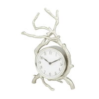 DecMode 13" Silver Aluminum Clock with Branch Accents EasyOptionXY LLC