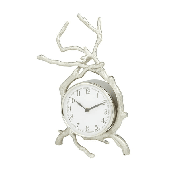 DecMode 13" Silver Aluminum Clock with Branch Accents EasyOptionXY LLC