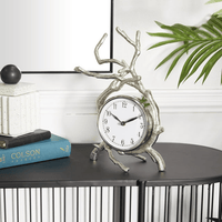 DecMode 13" Silver Aluminum Clock with Branch Accents EasyOptionXY LLC
