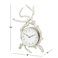 DecMode 13" Silver Aluminum Clock with Branch Accents EasyOptionXY LLC