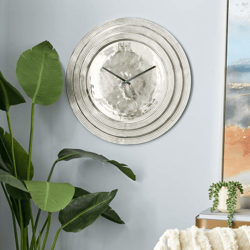 DecMode 24" Silver Aluminum Wall Clock EasyOptionXY LLC