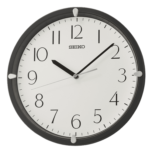 Seiko 12" Kuota Round Quartz Traditional Wall Clock Black Frame Analog QHA007JLH EasyOptionXY LLC