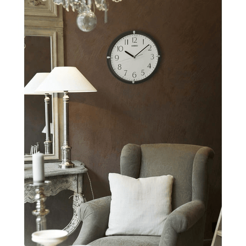 Seiko 12" Kuota Round Quartz Traditional Wall Clock Black Frame Analog QHA007JLH EasyOptionXY LLC