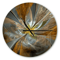Designart 'Symmetrical Yellow Fractal Flower' Metal Wall Clock(Size 23" x 23") EasyOptionXY LLC