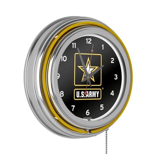 U.S. Army Chrome Double Ring Neon Clock EasyOptionXY LLC