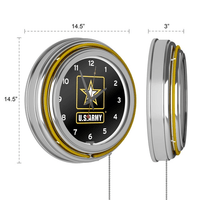 U.S. Army Chrome Double Ring Neon Clock EasyOptionXY LLC