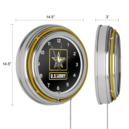 U.S. Army Chrome Double Ring Neon Clock EasyOptionXY LLC