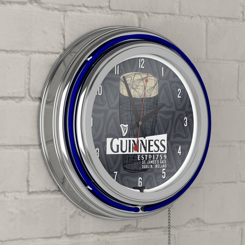 Guinness Chrome Double Rung Neon Clock EasyOptionXY LLC