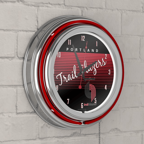 Portland Trail Blazers Hardwood Classic NBA Chrome Neon Clock EasyOptionXY LLC