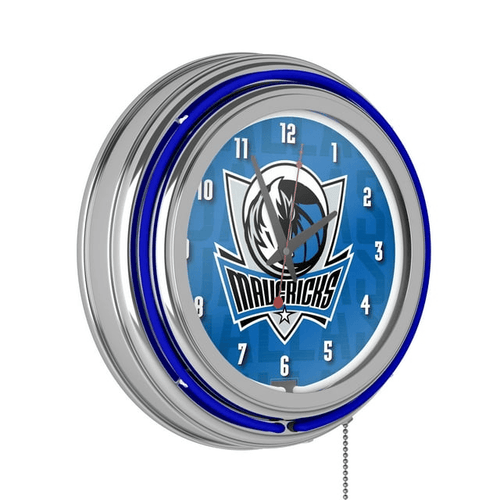 NBA Chrome Double Rung Neon Clock - City - Dallas Mavericks EasyOptionXY LLC