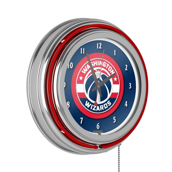 Washington Wizards NBA Chrome Double Ring Neon Clock EasyOptionXY LLC