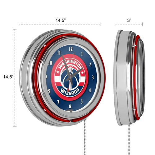 Washington Wizards NBA Chrome Double Ring Neon Clock EasyOptionXY LLC
