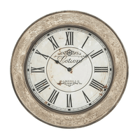DecMode 24" Cream Wood Distressed Wall Clock EasyOptionXY LLC