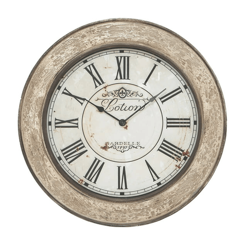 DecMode 24" Cream Wood Distressed Wall Clock EasyOptionXY LLC