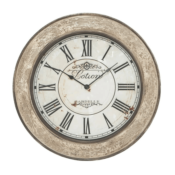 DecMode 24" Cream Wood Distressed Wall Clock EasyOptionXY LLC