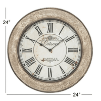DecMode 24" Cream Wood Distressed Wall Clock EasyOptionXY LLC