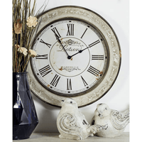 DecMode 24" Cream Wood Distressed Wall Clock EasyOptionXY LLC