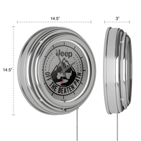 Neon Wall Clock-Jeep Black Mountain Double Rung Analog Clock with Pull Chain-Pub, Garage, or Man Cave Accessories (White) EasyOptionXY LLC
