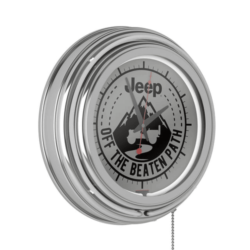 Neon Wall Clock-Jeep Black Mountain Double Rung Analog Clock with Pull Chain-Pub, Garage, or Man Cave Accessories (White) EasyOptionXY LLC
